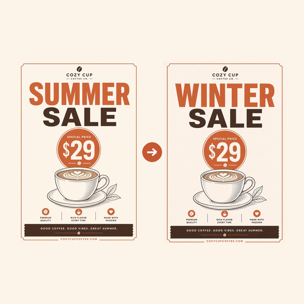 修改图片文字 - 改标题：SUMMER → WINTER（选区外一个像素没动）